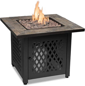 Stone Tile Top Square Gas Fire Pit