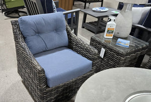 Grey Wicker Seating w/ Denim Cushion