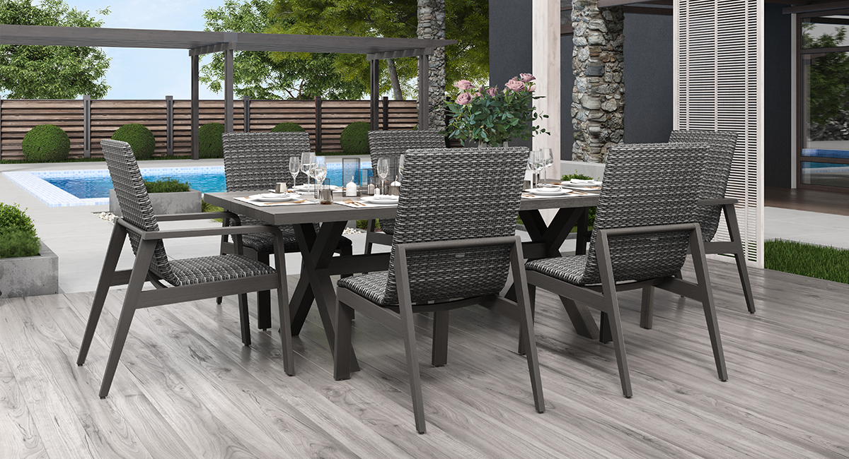 Canton Dining table with chairs and bench