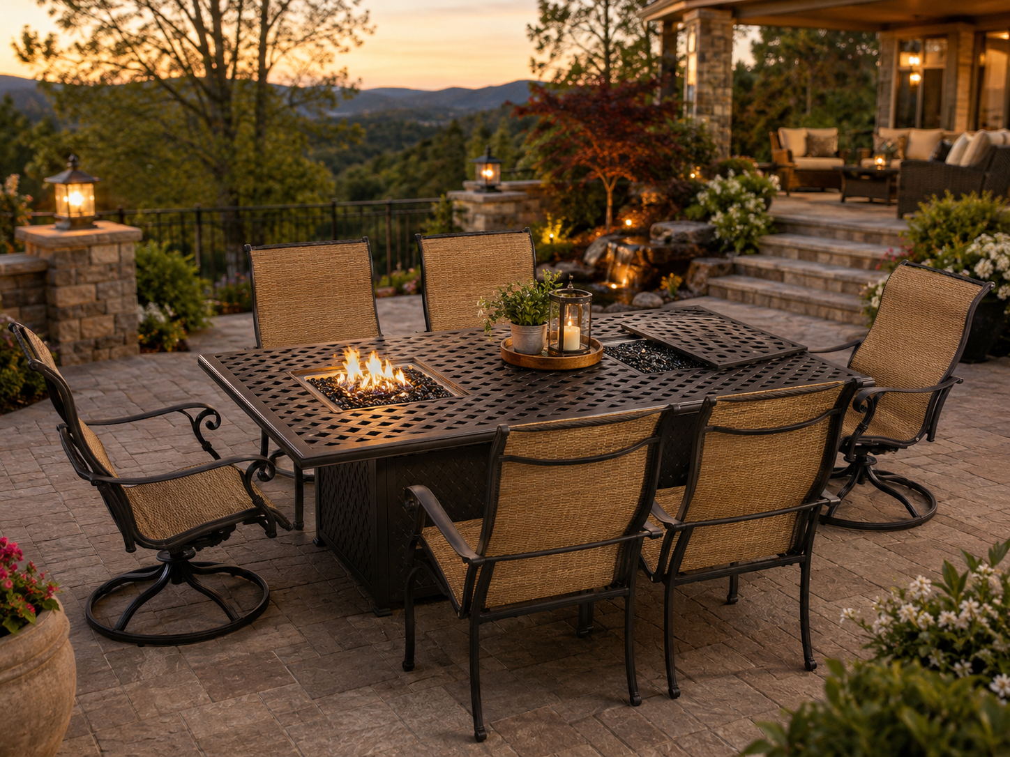 Valencia dual burner fire dining table