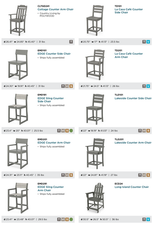 POLYWOOD™ Counter Height Table & Chairs | Mix and Match!