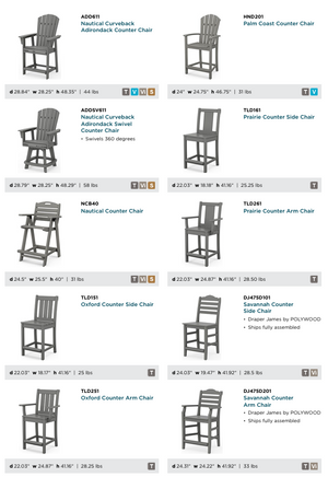 POLYWOOD™ Counter Height Table & Chairs | Mix and Match!