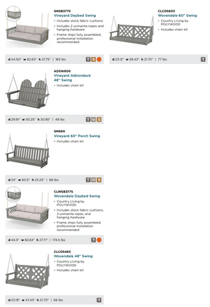 POLYWOOD™ Garden Chairs | Benches | Gliders | Swings