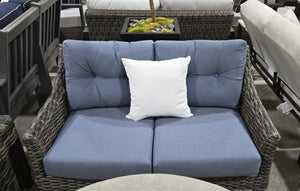 Grey Wicker Seating w/ Denim Cushion
