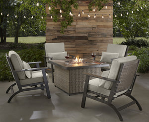 Ashley 42" Square fire table and 4 spring chairs