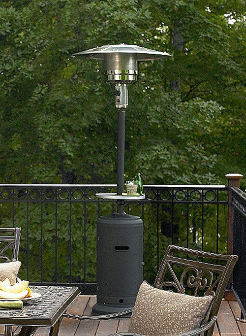 Tall Outdoor Patio Heater with Table- Hammered Finish