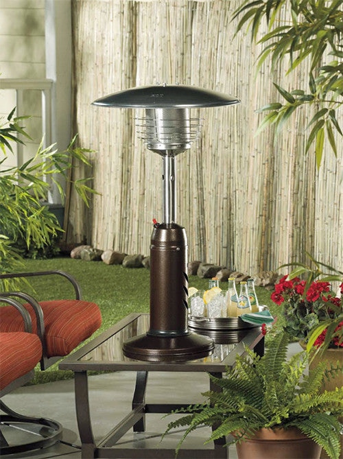 hammered bronze tabletop patio heater in patio